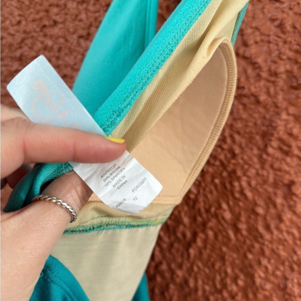Women’s Marigo Teal Blue Halter One Piece Swim Suit Size 12 - Picture 3 of 5